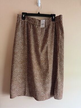J. Crew Brown and Cream Dot Midi Skirt
